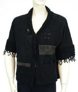 Black Short Fantasy Cardigan Women SO & CO NEFERTITI - Picture 1 of 7
