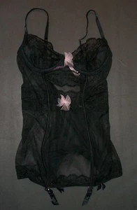 NWT $78 Victoria Secret Black Garter Slip Chemise Babydoll 34B - Bild 1 von 3
