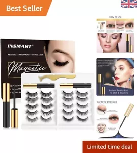 Verbesserte 3D & 5D magnetische Wimpern mit wasserfestem Eyeliner - 10 Paar Vorteilsset - Bild 1 von 9