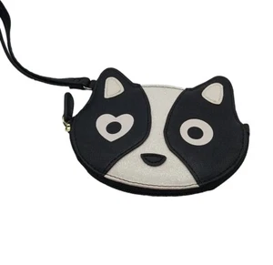 Betsey Johnson Luv Betsey schwarz weiß Kalbsleder Geldbörse Portemonnaie Französische Bulldogge Katze - Bild 1 von 6