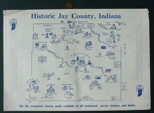1966 Jay County Indiana Sesquicentennial 150th birthday logo map placemat RARE-- - Picture 1 of 1