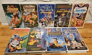 Disney Animation 9 VHS Lot Clamshell Untested See Description - Foto 1 di 17