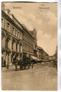 Postal Mainz, Ludwigstraße, carro de caballos 1909 - Imagen 1 de 2