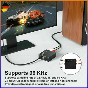 Wandler Optisch Toslink Koaxial auf RCA Digital zu Analog Audio Konverter DE - Bild 1 von 9
