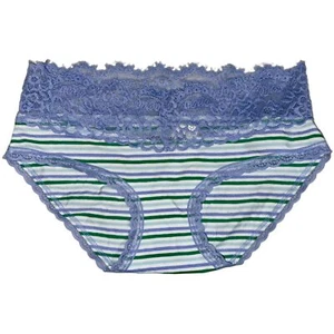 NWT Aerie Blue White Green Striped Lace Cotton Bikini Underwear Panties Size XS - Picture 1 of 5