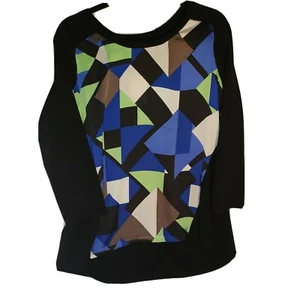 Sz M Alfani Womens Pullover Sweater Geometric Print Front/Black Ladies Top. NWOT - Picture 1 of 5