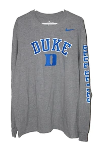 Men's Nike Heather Gray Duke Blue Devils Arch & Logo Two-Hit Long Sleeve T-Shirt - Picture 1 of 11