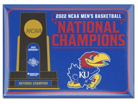 KANSAS JAYHAWKS 2022 FINAL FOUR NATIONAL CHAMPION REFRIGERATOR TROPHY MAGNET Cover