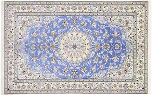 Perserteppich Nain 9LA 160x250 Handgeknüpft Blau Medaillon Orientalisch UNIKAT - Picture 1 of 9