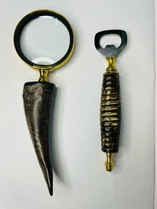 Paar Lupen zum Lesen & Antik Flaschenöffner Designer Horn Lupe - Bild 1 von 5