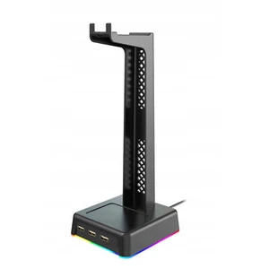 Kopfhörer-Tischständer Kopfhörerständer 3xUSB-Hub LED-Hintergrundbeleuchtung - Bild 1 von 2