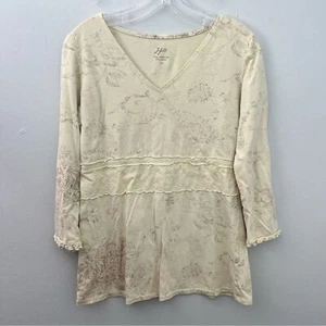 Camiseta cruzada vintage J. Jill para mujer talla XS beige gris crema - Imagen 1 de 6