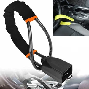 1 Set Universal Car Steering Wheel Lock With Seat Belt Buckles Sturdy Lock - Picture 1 of 16