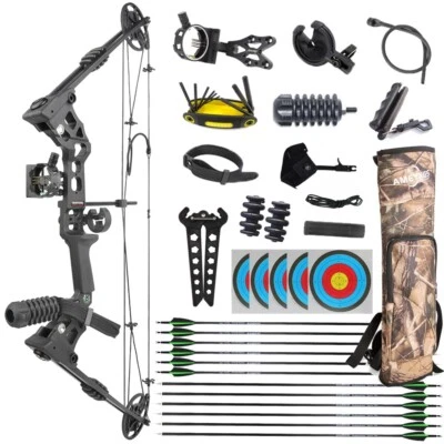 Compound Bow Arrow Quiver Set 20-70lbs Archery Shooting Hunting Practice RH LH - Image 1 of 4