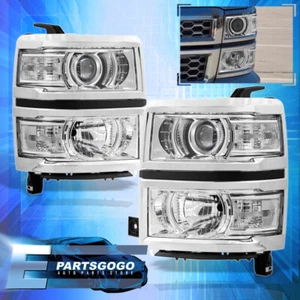 For 14-15 Chevy Silverado 1500 Pickup Chrome Projector Headlight Lamp Left+Right - Picture 1 of 5