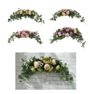 Handmade Artificial Pink Peony Rose Swag Wreath Flowers for Home Room Garden - Picture 1 of 4