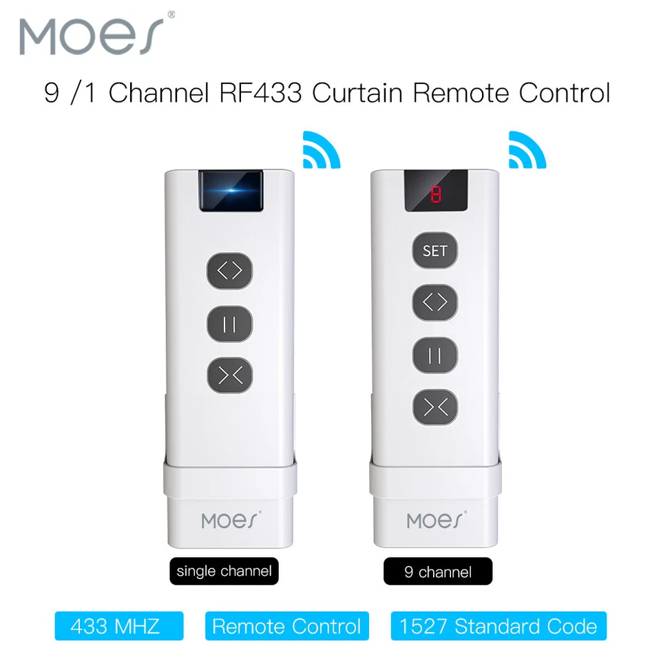 MOES 1/9 Channel RF433 Transmitter Remote Control For Roller Shutter Blind Curtain Switch - Image 1 of 4