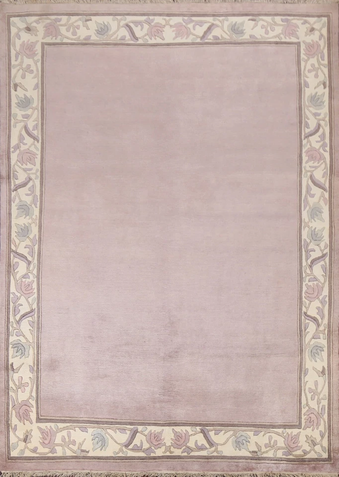 Bordered Nepal Tibetan Oriental Wool Area Rug Hand-knotted Home Decor Carpet 6x8 - Image 1 of 4