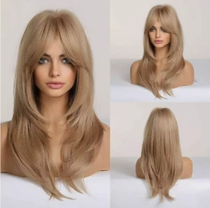 Parrucche complete lisce bionde lunghe medie capelli umani veri nuove 24 pollici - Foto 1 di 7