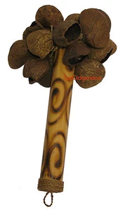 Maraca Shaker Made of Bamboo & Chestnut Seeds Native Art Sacred Rattle Maracas - Picture 1 of 2