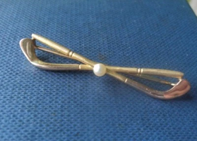 Vintage 14ct Gelb Gold & Perle Hockey Oder Golf Vereine & Kugel Brosche C.1920s - Bild 1 von 4