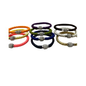 Geflochtenes Lederarmband Strass Edelstahl Magnetverschluss - Bild 1 von 11