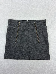 Vince Mini Skirt Women's Size 2 Gray Herringbone Wool A-Line Zippered - Picture 1 of 8