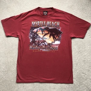 Harley Davidson Vintage 1998 Myrtle Beach Print Graphic T Shirt Red Size M - Picture 1 of 10