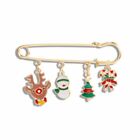 Christmas Enamel Brooch Pin Elk Santa Claus Snowman Tree Chain Tassel Jewelry