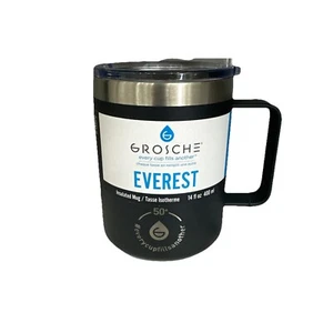 Grosche Everest Double Wall Insulated Travel Mug Black 14 oz 400mL - Picture 1 of 8