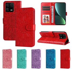 Leather Flower Wallet Phone Case For Xiaomi 13 12T POCO M4 X4 F4 Note 12 11T K50 - Picture 1 of 17