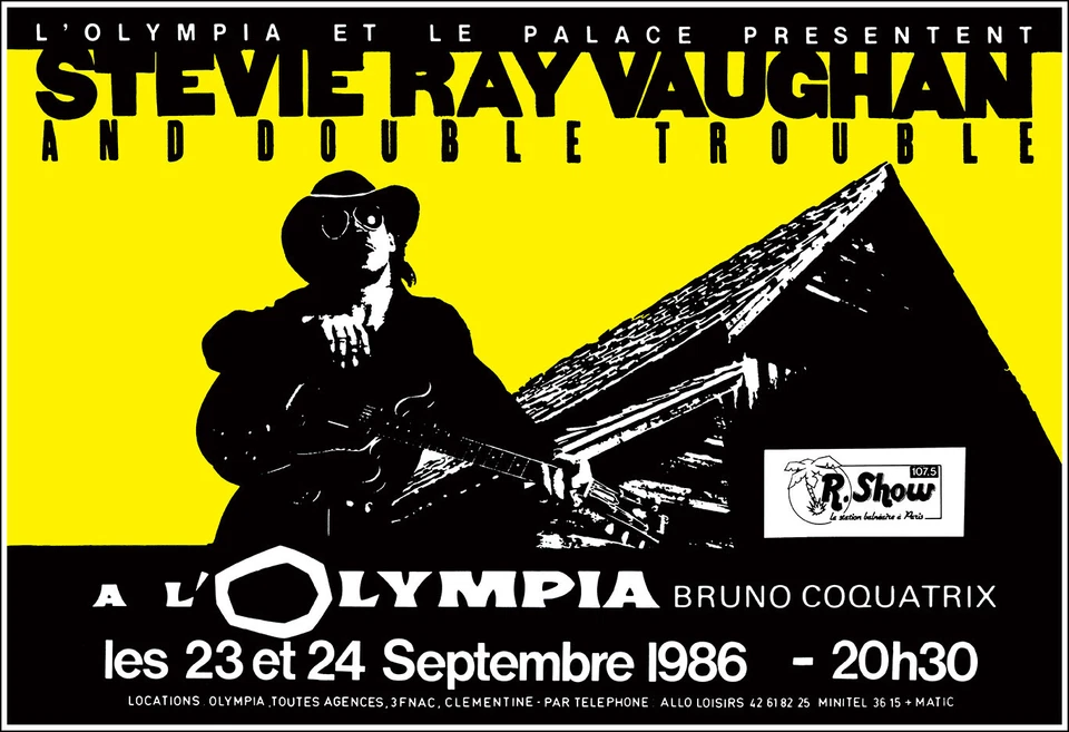 STEVIE RAY VAUGHAN 1986 Paris Concert Poster - Image 1 of 1