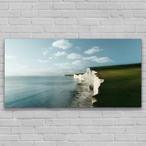 Wand-Bild Kunstdruck aus Hart-Glas 140x70 Klippe Landschaft im Weißen Meer - Bild 1 von 7