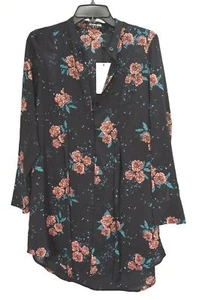 Fashion Union Womens Black Long Sleeve Floral Print Casual Button Up Shirt 2 - Picture 1 of 9