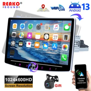 1DIN Rotatable 10.1" Android 13 Carplay Car Stereo Radio GPS WiFi Bluetooth Navi - Picture 1 of 15