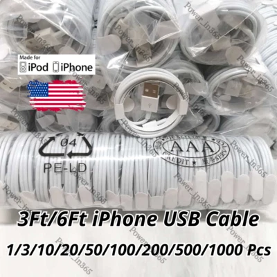 Lote de cabo carregador USB para iPhone 5 6 7 8 X XR 11 12 13 14 Pro Max - Imagem 1 de 4