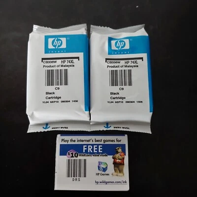 Два картриджа HP 74XL черные чернильные картриджи запечатанные  - Изображение 1 из 4