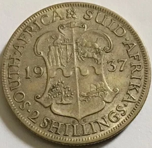 1937 South Africa 2 Shilling HG 80% - Silver - Picture 1 of 2