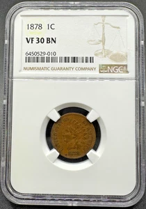 1878 INDIAN HEAD CENT NGC VF30 BN 11EDA25 - Picture 1 of 4