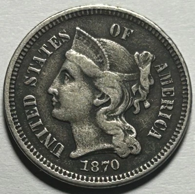 1870 Three Cent Nickel — XF Condition, Original Surfaces — Nice  - Image 1 of 3