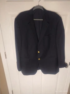 Lauren Ralph Lauren Blazer Mens 46R Navy Blue 100% Wool Gold Button Sport Coat - Picture 1 of 5