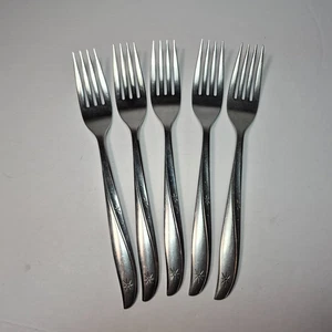 Oneida Community Stainless TWIN STAR Atomic Set 5 Dinner Forks Mcm Star - Picture 1 of 5