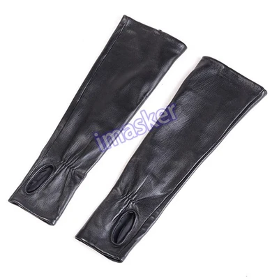 Guantes largos de cuero real para mujer sin dedos para fiesta noche ópera/mitones Foto 1 de 4