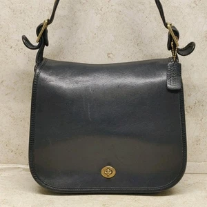 Vintage Coach Stewardess Tasche Schwarz Leder Made In New York City USA - Bild 1 von 24
