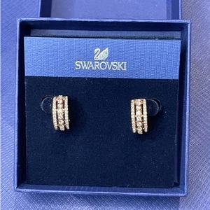 Swarovski Further Pierced Earrings White Rose Gold Plated - Picture 1 of 9
