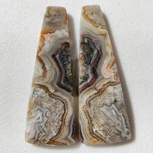 38 kt natürlicher verrückter Spitzenachat gebohrt Paar Cabochon Edelstein 42,6 x 15,6 mm - Bild 1 von 3