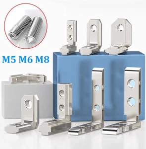 M5 M6 M8 L Shape Corner Connector Brackets for T-Slot Aluminium Extrusion - Picture 1 of 16