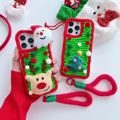 Para Varios Teléfonos Regalo de Navidad Peluche Árbol de Navidad / Ciervo + Correa Estuche de Teléfono Foto 1 de 4