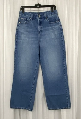 Pantalones de mezclilla Uniqlo para mujer talla 27 100 % algodón tiro alto pierna ancha azules Foto 1 de 4