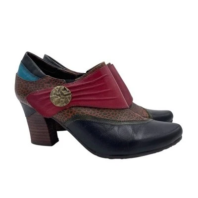 Spring Step L'Artiste Women's Fia Black Multicolor Hand Painted Booties Size 39 - Image 1 of 4